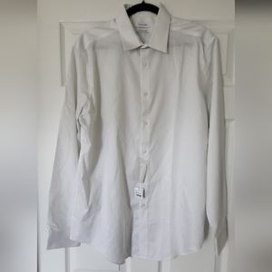 Calvin Klein Mens Infinite Non Iron Dress Shirt White Slim-fit Size 16 1/2